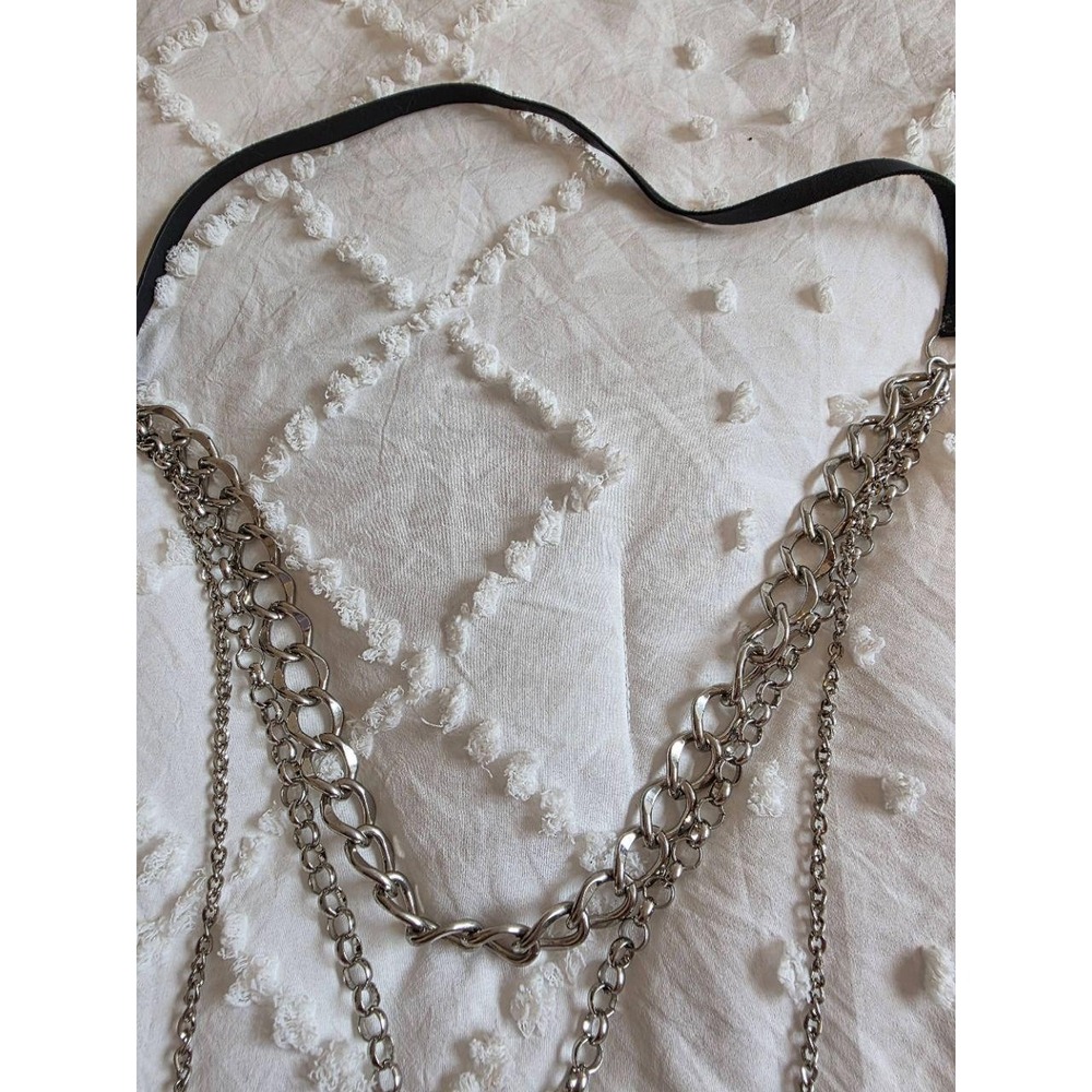 Silver-Tone Black Layered Multi-Strand Varying Links‎ Statement Necklace - Picture 3 of 4